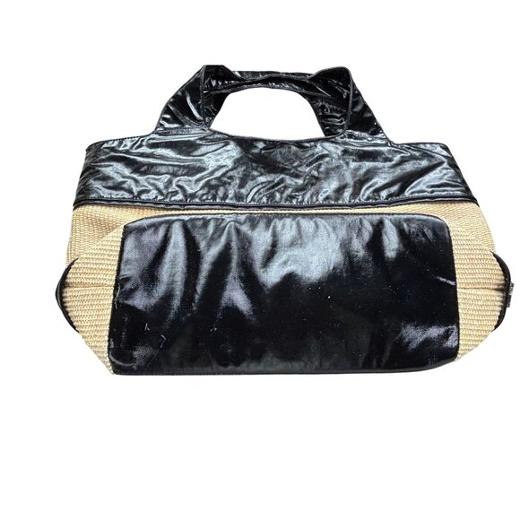 Maxx New York Black & Tan Woven Tote Bag With PVC Trim - Picture 3 of 9